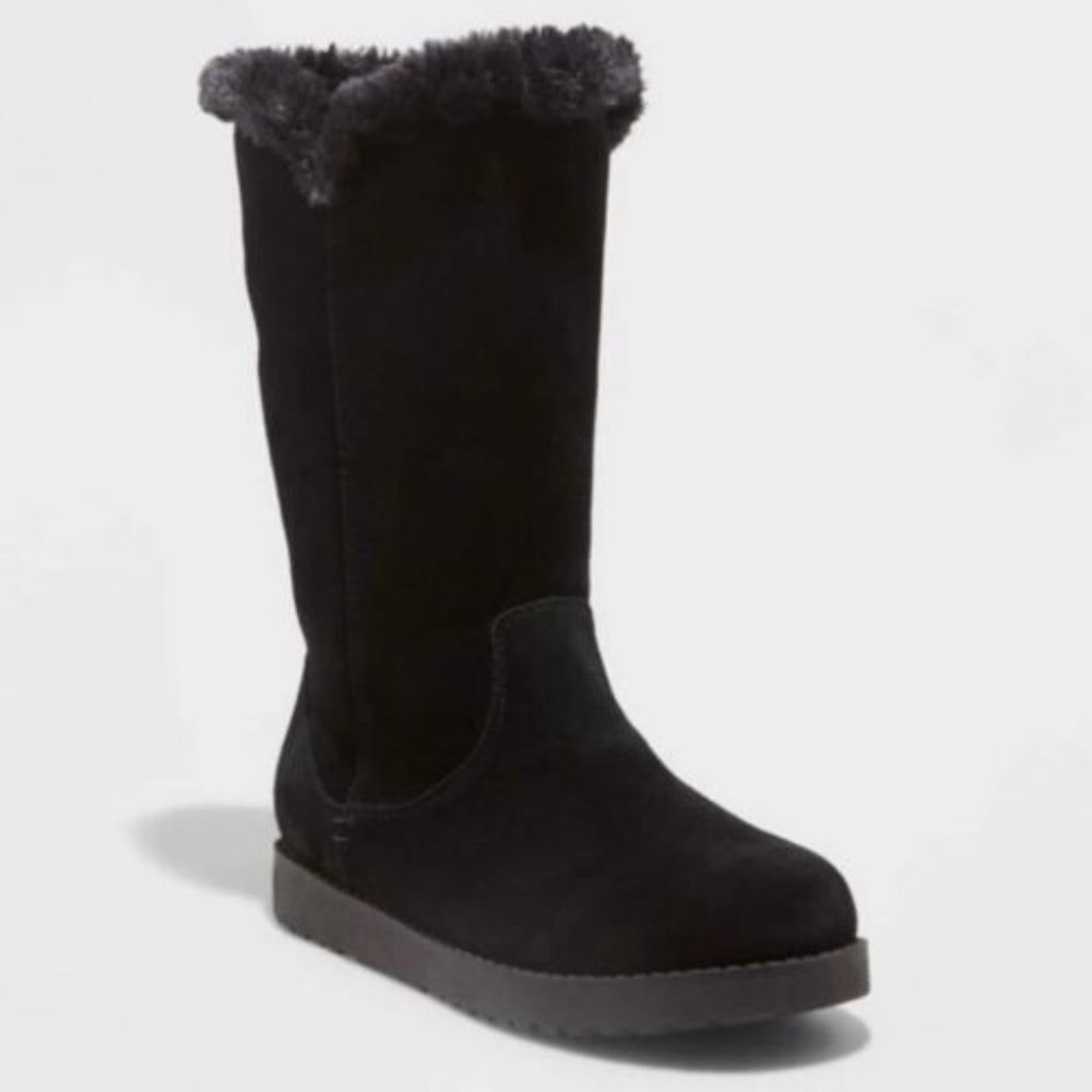 Universal Thread Charleigh Womens Black Suede Boots - Size 6 - NEW